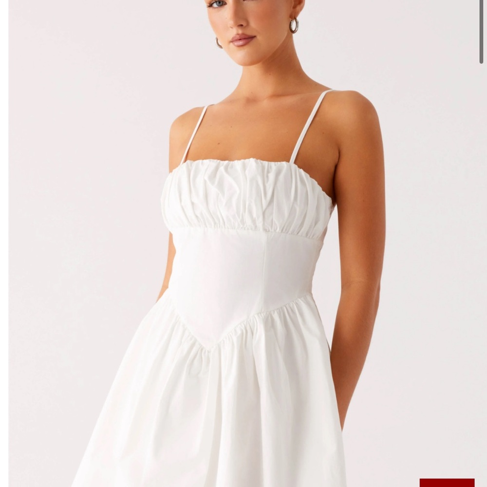 Peppermayo White Midi Dress with Spaghetti Straps